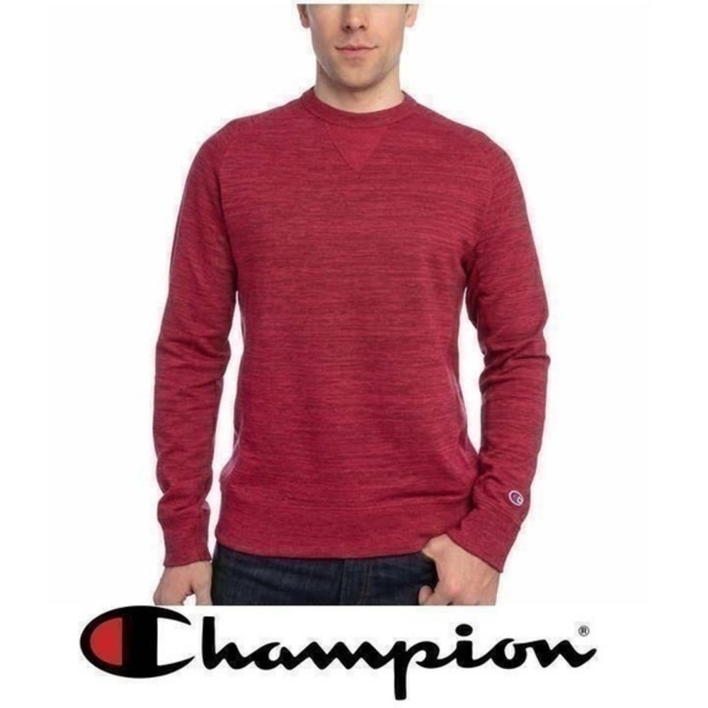 Champion Men's Red Textured French Terry Pullover Long Sleeve Size Small